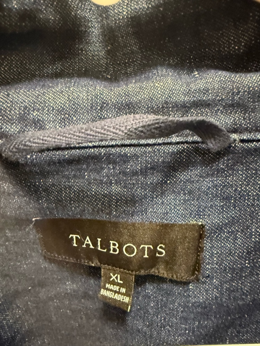 Talbots Navy Blue denim Women's Jacket with drawstring waist - Picture 2 of 4